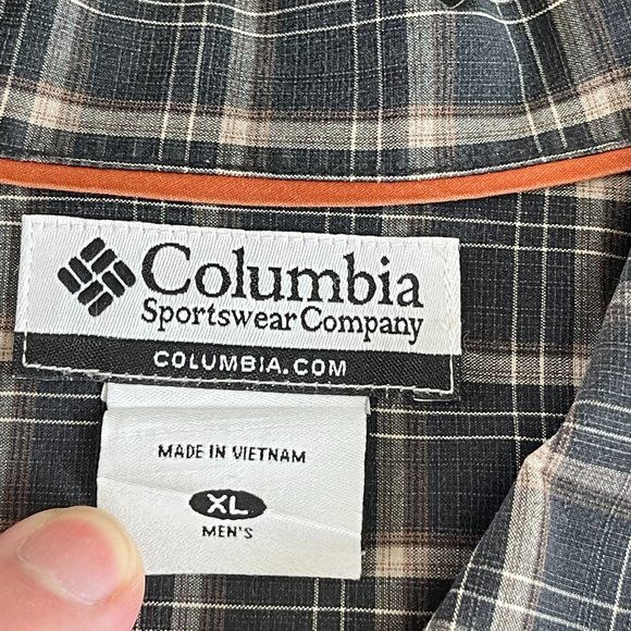 Columbia 100% Cotton Gray Plaid SS Button Up Shirt, Size XL - Picture 3 of 6